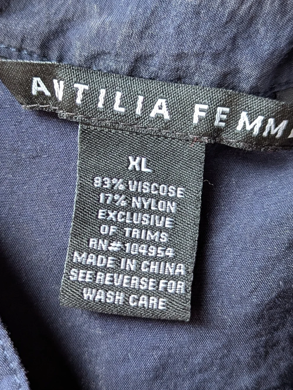 Antilia Femme Y2K Navy Blue Button-Front Long Line Tunic Size XL